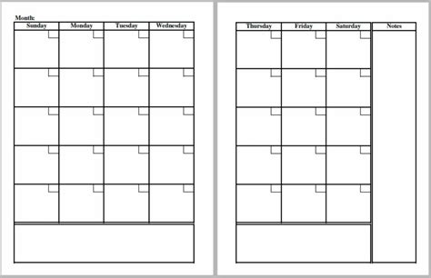 2 Page Printable Monthly Calendar